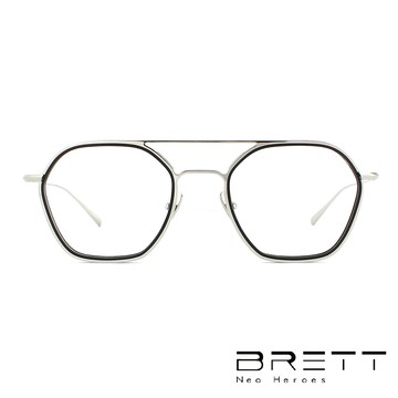 Brett Neo heroes 雙色飾面鈦金光學眼鏡(銀/黑 - PHIL-C02)