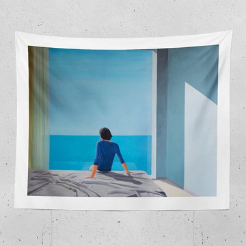 面朝大海  原創設計ins小清新掛布 宿舍出租房臥室床頭背景裝飾布