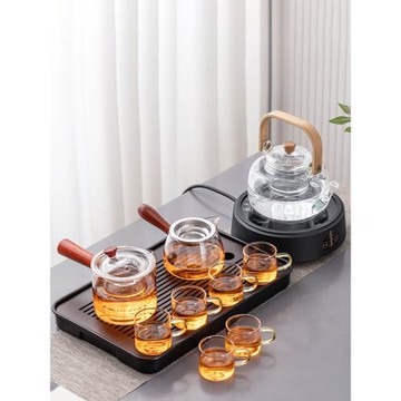 玻璃茶具套裝茶盤全套側把泡茶壺家用客廳功夫茶茶道辦公室用茶杯