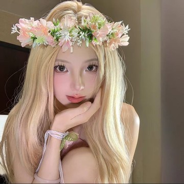 臺灣-出貨🔥【新款】甜美可露麗風米白色僊子花環髮箍女生拍照飾品花環頭飾森女超僊 MDCZ