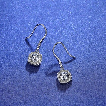 [米蘭精品] 莫桑鑽耳環925純銀耳針-1ctD色八心八箭方型聖誕節情人節生日禮物女飾品73yk59