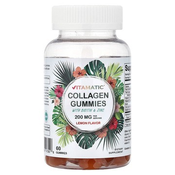 Vitamatic, 含生物維生素和鋅的膠原蛋白軟糖，熱帶風味，60 粒軟糖
