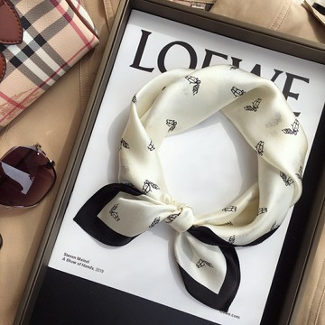 小方巾女春季百搭經典小馬薄款真絲絲巾桑蠶絲裝飾圍巾網紅小領巾