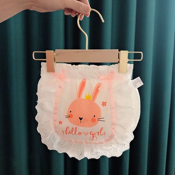 【Adabaobao® ᵗʷ 】（兒童內褲）洛麗塔風嬰兒內衣女純棉嬰兒麵包褲小女孩短褲小女孩公主外穿三角褲(兔子)