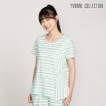 YVONNE 以旺傢飾 凸條提花短袖上衣-薄荷綠