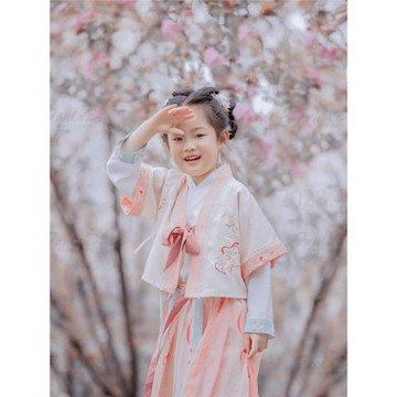 淺粉女童宋代制漢服秋季套裝日常便捷古裝套裝國學服中國風新中式