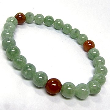 【小樂珠寶】冰綠紅翡點綴7-8mm 天然A貨翡翠玉石手珠手鍊H85