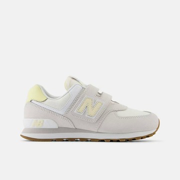 New Balance 574 [PV574CBL] 中童 運動休閒鞋 復古鞋 寬楦 魔鬼氈 舒適 淺灰 黃