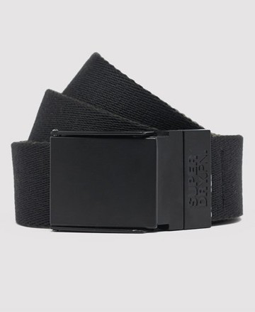Superdry Men's Men's Reverse Canvas Belt Black / Black/Khaki - Size: L