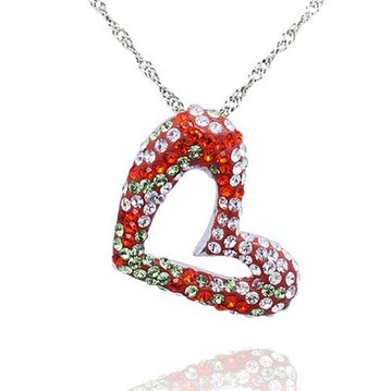 925純銀項鍊 水晶吊墜-精美愛心時尚甜美情人節生日禮物女飾品5色73dj9【獨家進口】【米蘭精品】