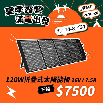 太陽能板 [逐露天下] 日本emirai 高效 120W折疊式太陽能板 露營用品 太陽能 登山 戶外 露營