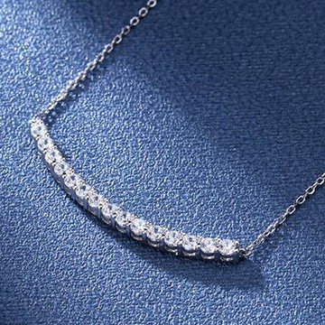 【米蘭精品】現貨+預購 頂級莫桑鑽石項鍊925純銀女項鍊鎖骨鍊項鏈情人節禮物-0.9克拉韓風簡約小眾74lq73