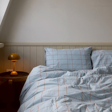 韓國 WARMGREY TAIL 雙人四季被 格紋 灰藍