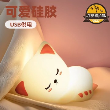 優品【滿額免運】瞌睡小夜燈矽膠拍拍可愛感應燈創意玩偶擺件卡通臥室溫馨