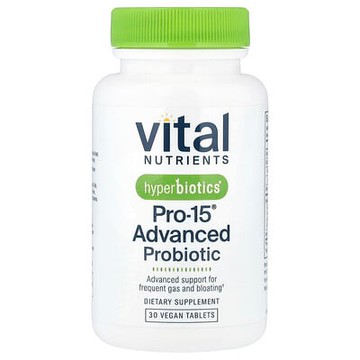 Vital Nutrients, Hyperbiotics®，PRO-15® 高級益生菌，30 片全素片