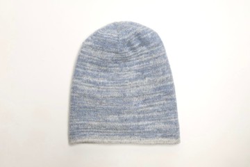 喀什米爾/極緻精品/粉天空藍雙面羊絨100%堆堆反折純羊絨帽子極暖