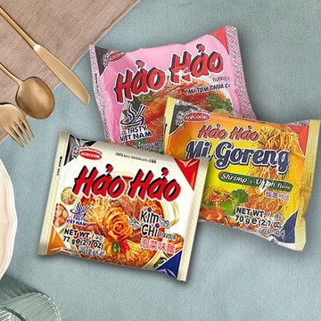 越南 HaoHao 酸辣蝦味麵／蝦蔥味炒麵 / 韓式泡菜風味麵(1包入) 款式可選【小三美日】 D138165 泡麵