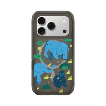iPhone 18 Pro AirX 本質黑 - RHINOSHIELD X Taipei Zoo - 非洲區插畫（西部低地大猩猩、非洲象）