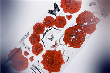 OKMT新七天貼紙PET手帳膠帶 紅玫傳奇-PET貝殼光-6cm*5m-100cm循