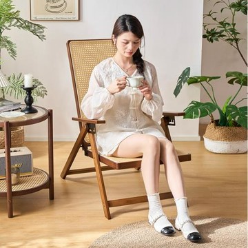 藤編竹躺椅折疊午休可坐可躺戶外老人專用藤椅結實耐用陽臺休閑椅