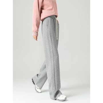 灰色衛褲女2025新款春秋流行休閑女款加長褲子高個子新款闊腿褲