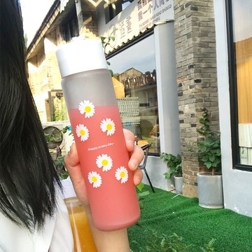 小二兒王小雛菊玻璃水杯女男學生韓版可愛杯子便攜ins創意小清