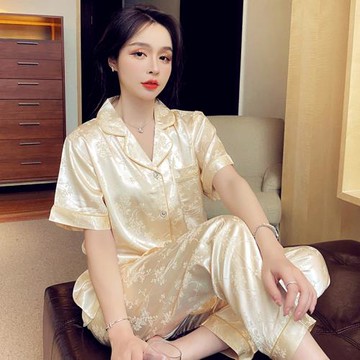 冰絲睡衣女士夏季絲綢薄款短袖長褲加大碼200斤家居服高級感套裝