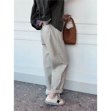韓國東大門女裝春季通勤簡約寬松休閑風舒適松緊腰休閑褲垮褲