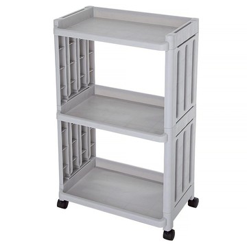 品屋 浴室置物架 三層 萬向輪設計 方便移動  39.8 x 24.4 x 64.8cm  灰色  1個