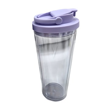 HIKARI 日光生活 TEA透雙層吸管杯 附Tritan吸管 手提環設計 隔冷隔熱  紫色  670ml  1盒