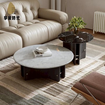 【免運】 整裝發貨丨微晶石茶几丨客廳小戶型岩板茶桌丨大小圓形茶几組合丨沙發邊幾丨CJ-70【YY260103】