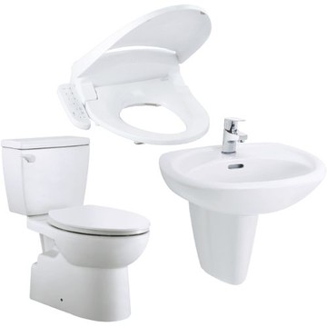 和成 HCG 四件式組合 馬桶+面盆+龍頭+免治馬桶排水１８公分