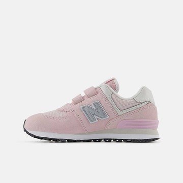 NEW BALANCE 男女大童休閒鞋-粉灰色 574 HOOK & LOOP-PV574ESP-W