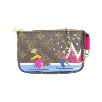 LOUIS VUITTON LV 路易威登 棕色 原花帆布 Christmas Mini Pochette Accessoires 手提包 【二手名牌BRAND OFF】