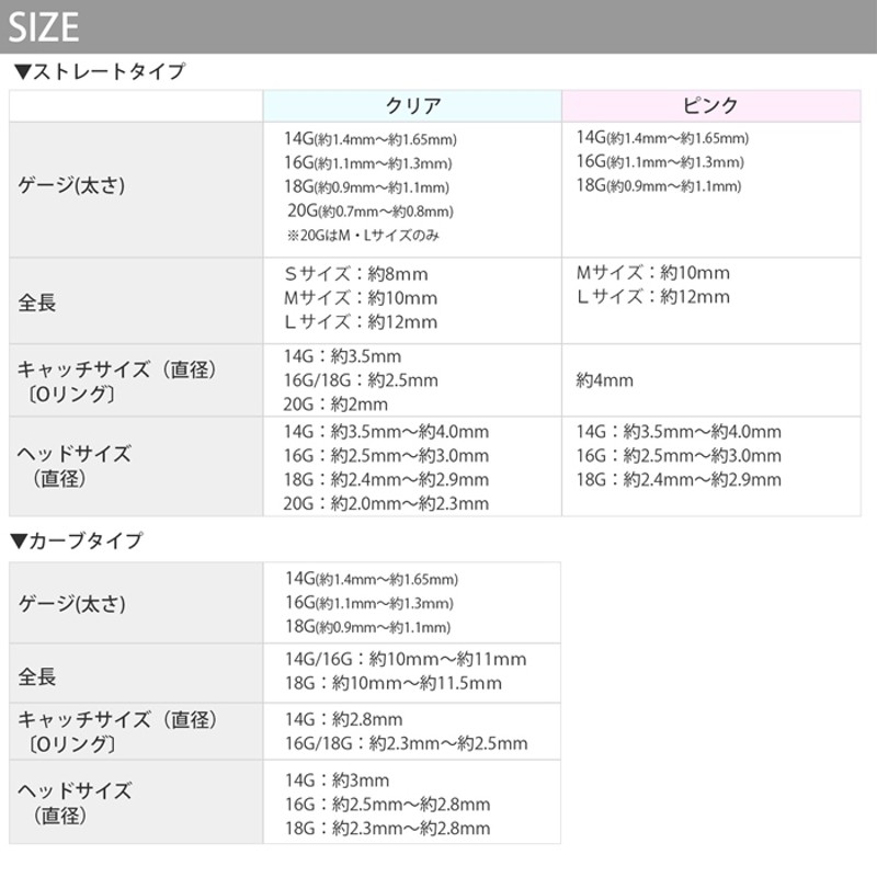 透明ピアス ボディピアス ガラス製 軟骨 目立たない 14G 16G 18G 20G