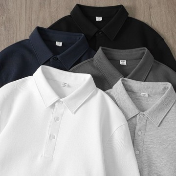 热销【秋冬】重磅长袖polo衫男 长袖上衣男 春秋美式宽松休闲情侣翻领长袖卫衣