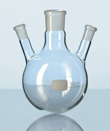 《實驗室耗材專賣》三口 圓底燒瓶(角型)500ML 中口磨砂29/32 側口磨砂24/40 實驗儀器 玻璃容器 試藥瓶 樣品瓶