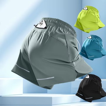 彈力冰絲印花運動短褲男夏季冰絲跑步訓練美式深蹲健身三分褲男生休閒運動短褲 三分褲 短褲男（DK469）【壹號站】