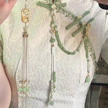 【桃喜Rich】旗袍配飾 古風漢服旗袍壓襟掛件吊墜 珍珠淡雅流蘇吊飾 古典中式國風胸針配飾仙女