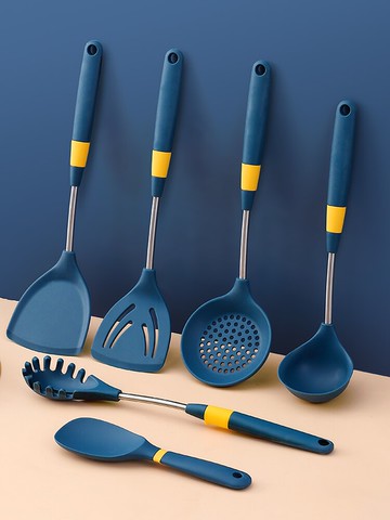 廚具套裝 硅膠鍋鏟炒菜鏟子不粘鍋專用鏟不傷鍋食品級炒勺湯勺漏勺廚具套裝 【CM7509】