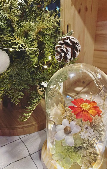 Go with the Flow 永生玻璃鐘罩-橘色小花園