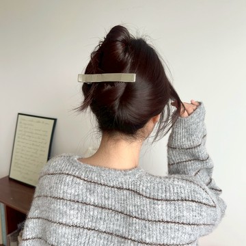 金屬直式髮夾  銀