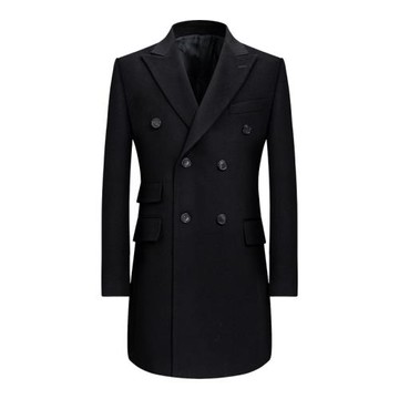 本派意大利長款毛呢大衣男雙排扣羊絨羊毛馬球大衣男士切斯特大衣