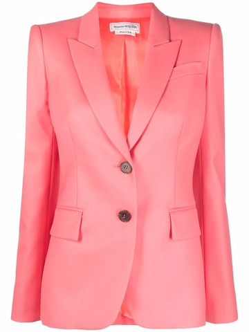 Alexander McQueen - single breasted wool blazer - women - Cupro/Wool - 44 - Pink