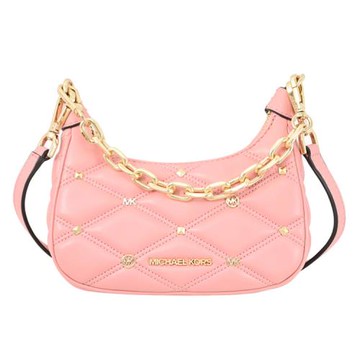 MICHAEL KORS CORA 金屬浮雕鉚釘飾迷你款兩用鏈帶包.粉