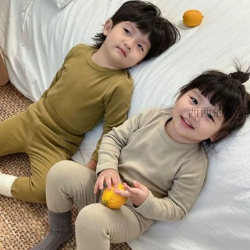 🌟臺灣出貨🌟兒童睡衣男女童秋衣秋褲寶寶德絨保暖內衣套裝秋冬拼色家居服