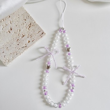 Lily Valley 紫色蝴蝶結 | 手機串珠吊飾