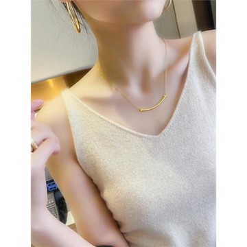 山羊絨吊帶背心女內搭V圓保暖西裝白色針織秋冬打底上衣