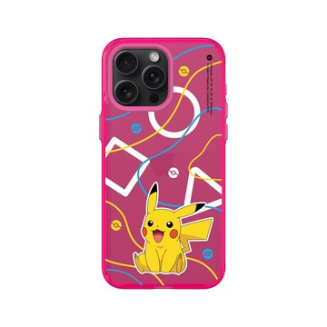 iPhone 15 Pro Max Clear 粉漾桃 - 寶可夢 Pokemon - 幾何系列-皮卡丘