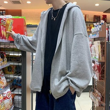 衛衣男連帽 秋冬季港風上衣 開衫外套男生 寬鬆百搭開衫外套 開衫連帽衛衣男 情侶運動連帽外套 拉鏈開衫衛衣 外套男 外套